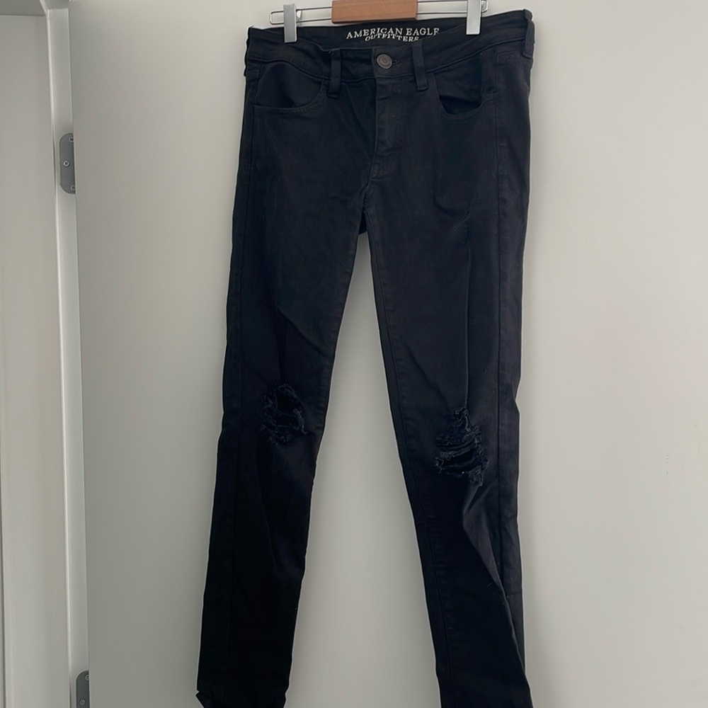 American Eagle Black Destroyed Jeggings
